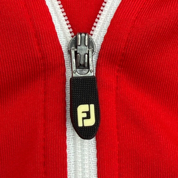 FootJoy Mens Quarter Zip Golf Pullover Red Navy Blue Performance Size M - Picture 7 of 10